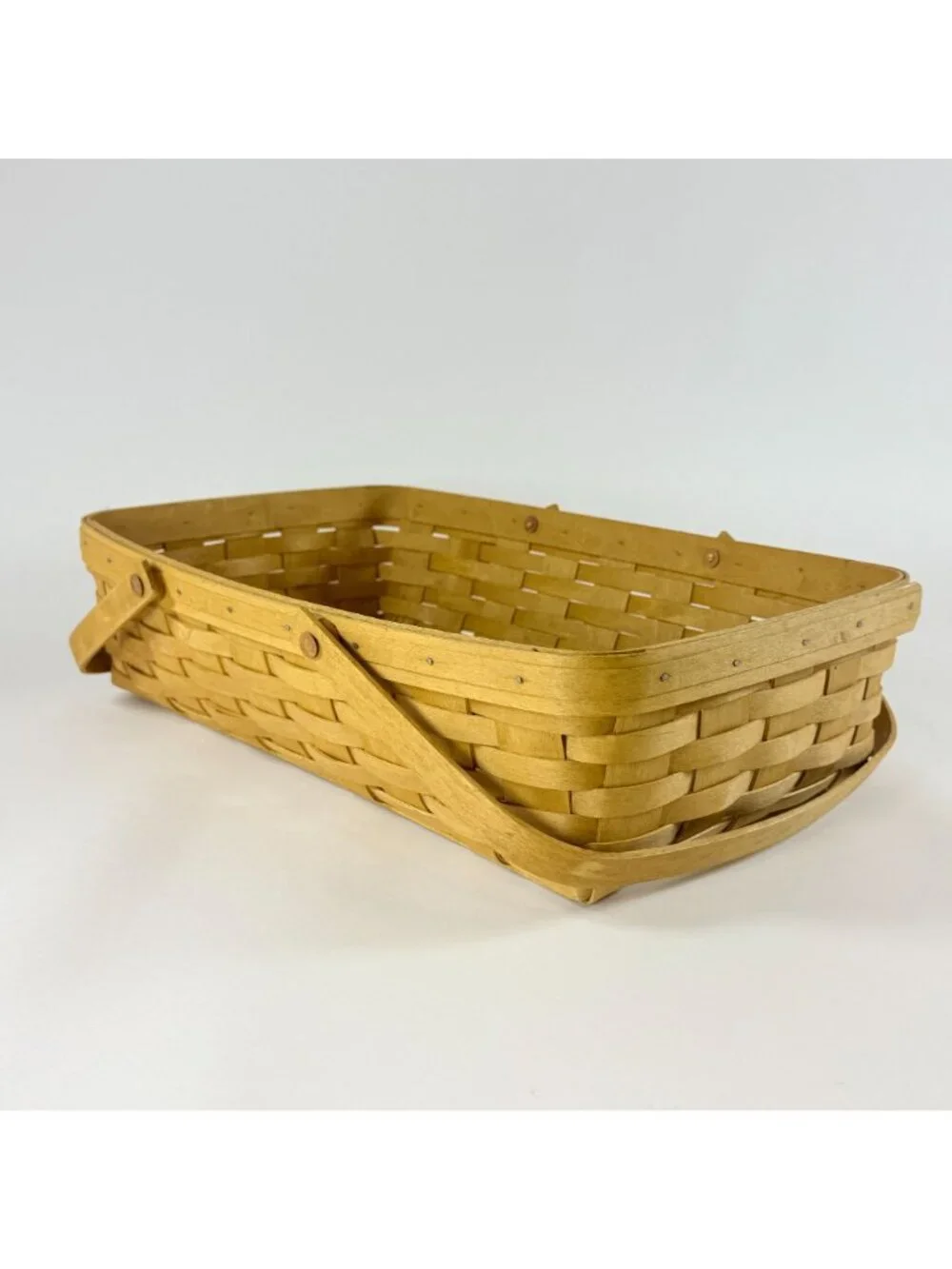 Vintage 2003 Longaberger 18” Gathering Basket w/Swing Handles